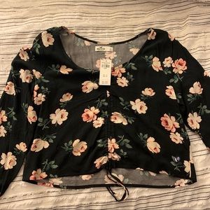 Black Floral Synch Crop Top